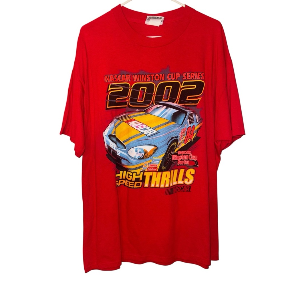 Vintage NASCAR 2002 High Speed Thrills Red Graphic T-Shirt Sz XL